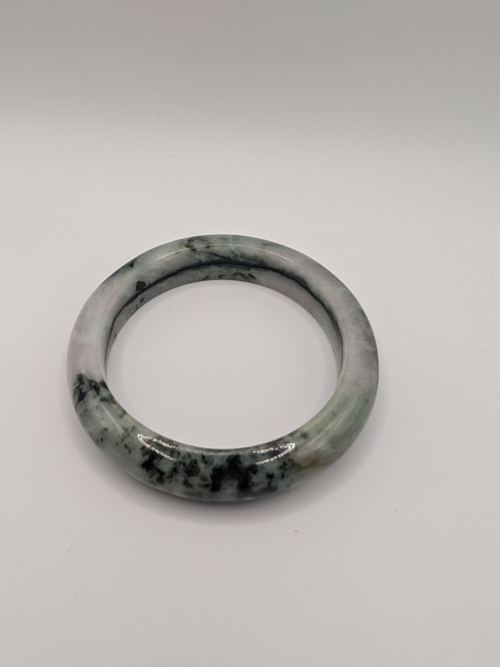 Authentic Grade A Natural Jadeite Jade Bangle Moss In Snow Black Green Lavender